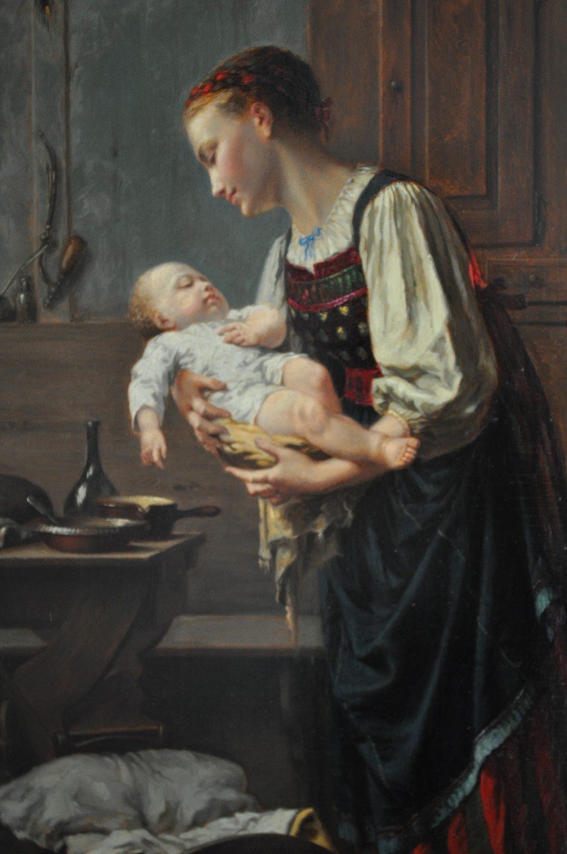 Agapit Stevens 1848-1924. Mère Avec Bébé.-photo-2