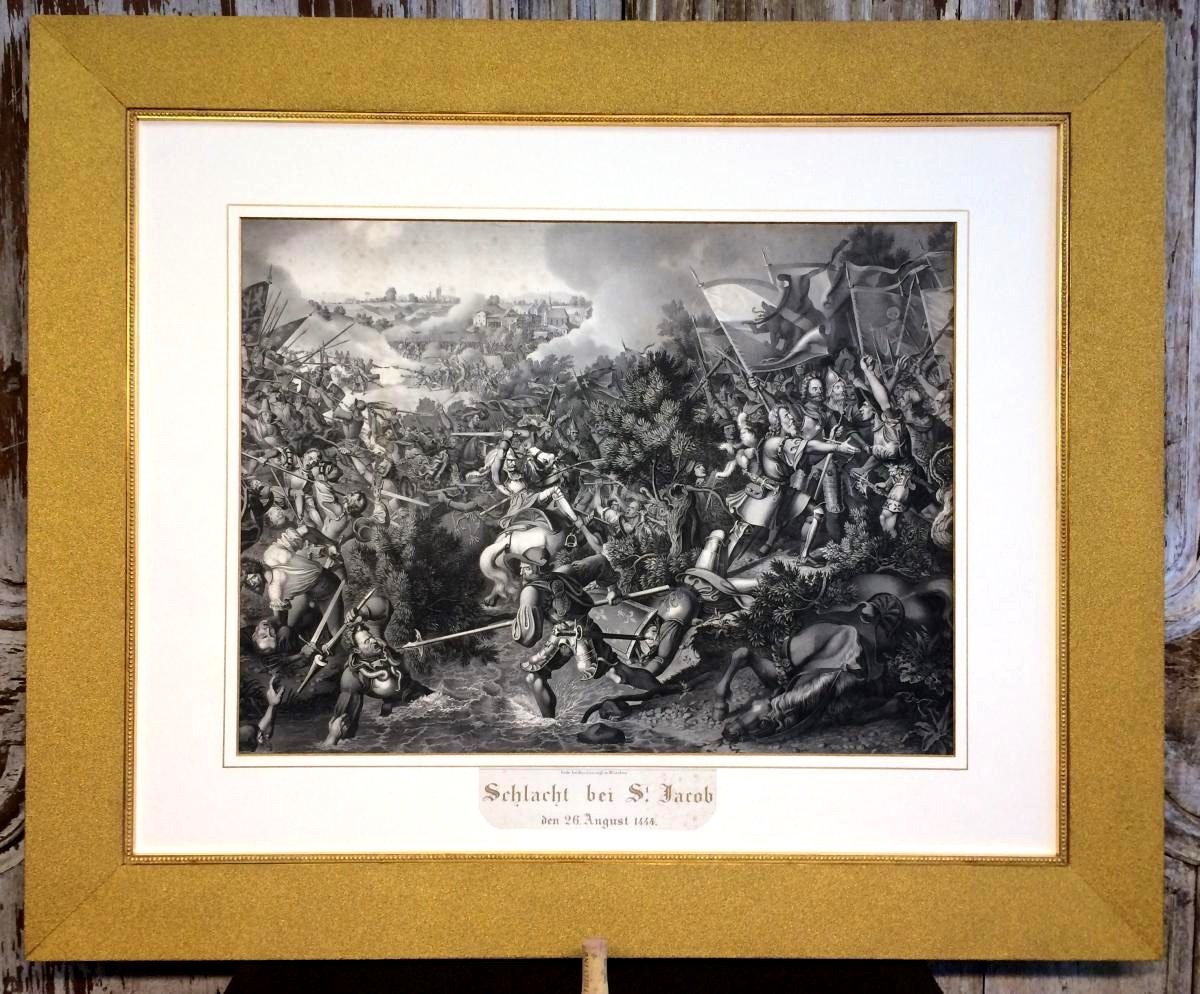 Large Gravure  The 19th Century — Battle Scene From 1444 -photo-4