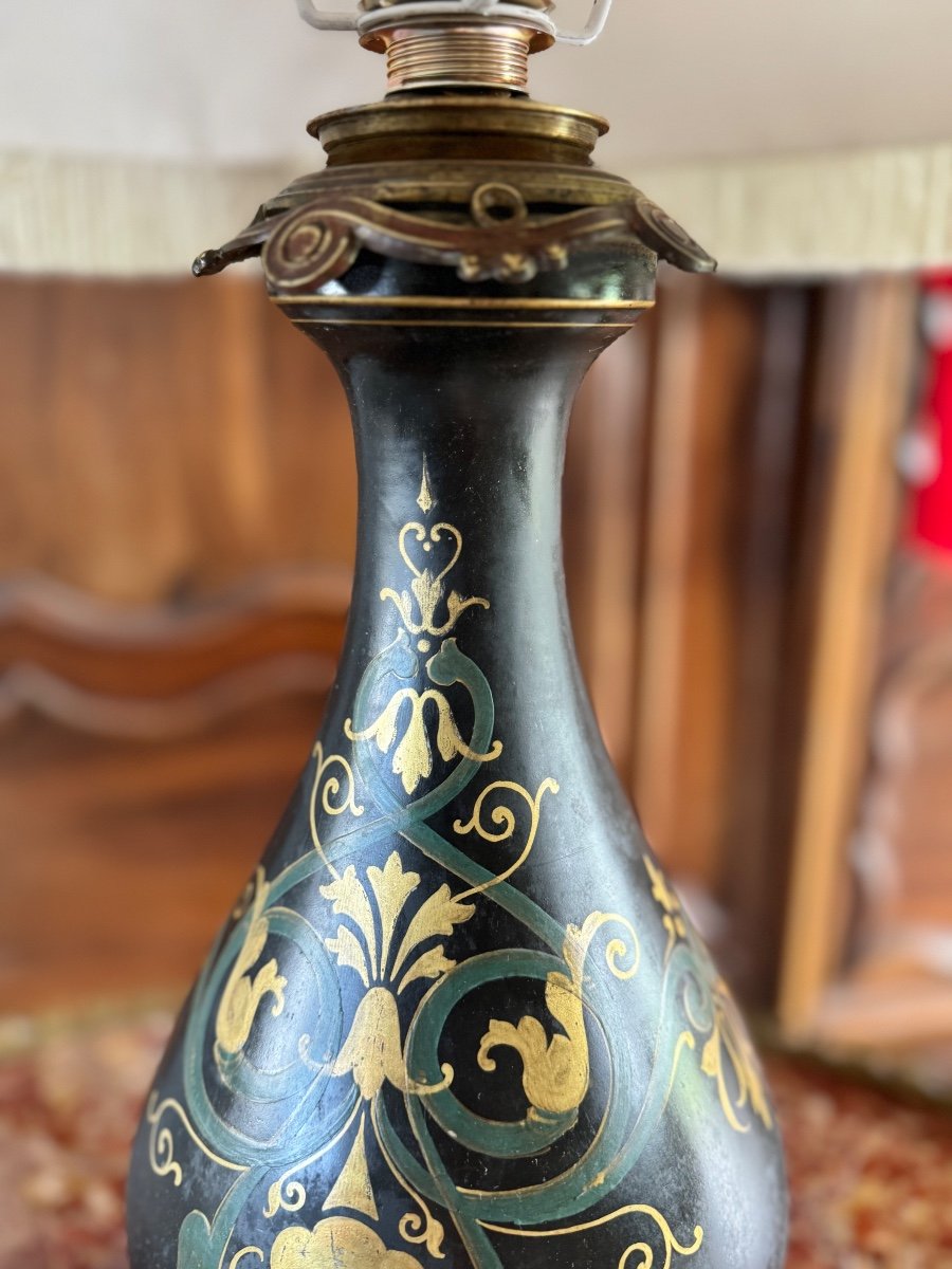 Beautiful Table Lamp. Black Porcelain With Bronze. C. H. Stobwasser & Co Berlin-photo-3
