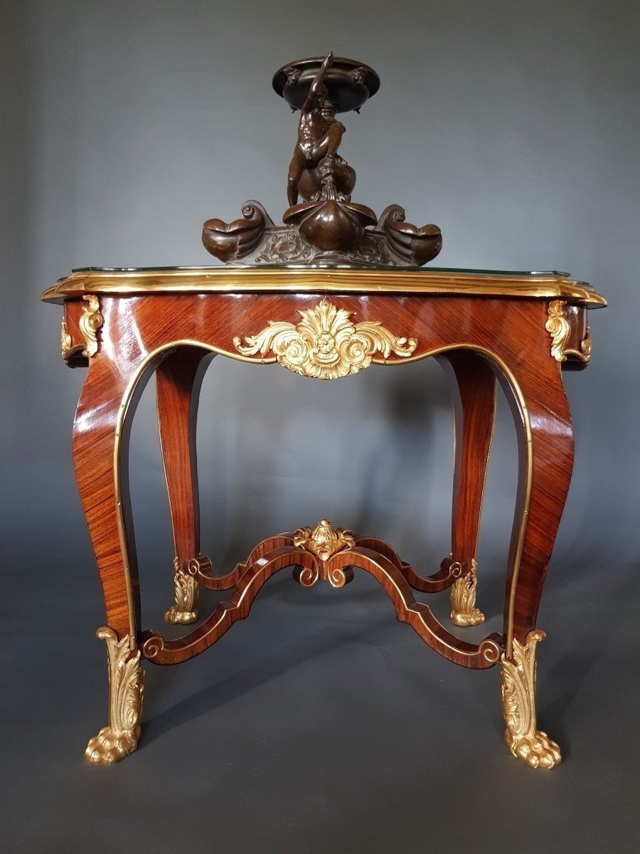 Magnificent Living Room Table. Marquetry. Nineteenth Century-photo-1