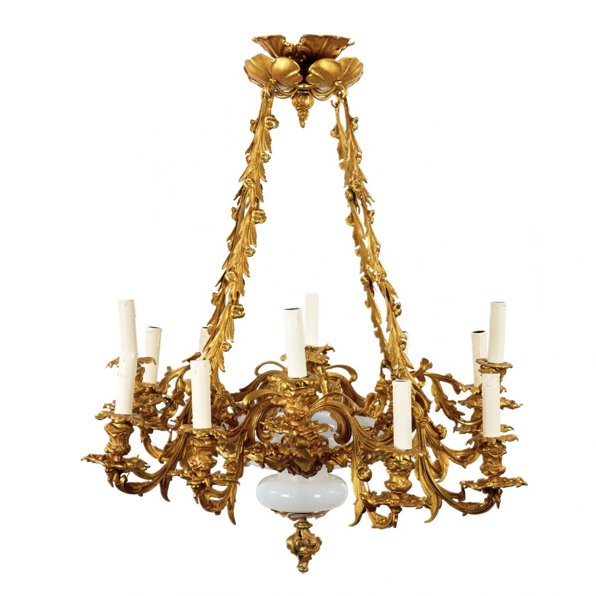 Gilded Bronze Chandelier With Art Nouveau Elements-photo-3