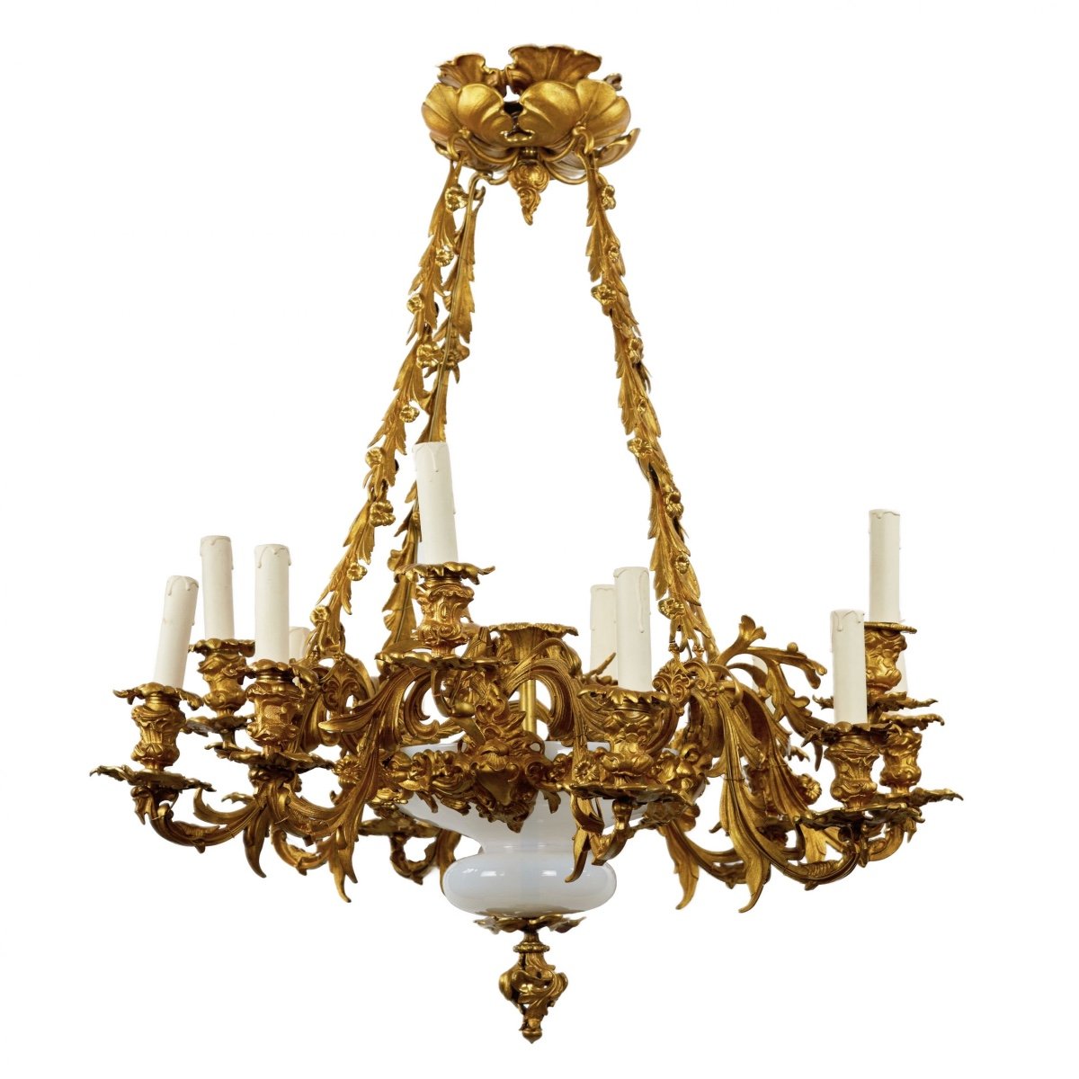 Gilded Bronze Chandelier With Art Nouveau Elements-photo-4