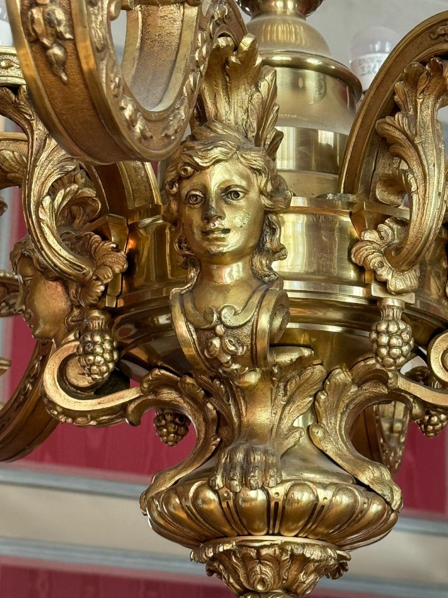 Magnifique Lustre Mazarin. Bronze. L-90cm-photo-2