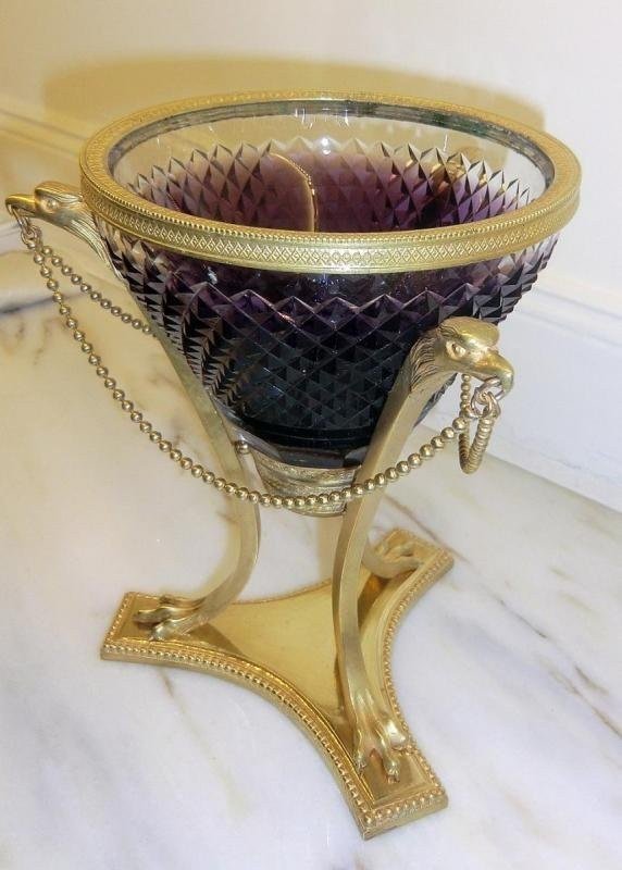 Empire Style Vase. Bronze. Glass. H-31cm-photo-2