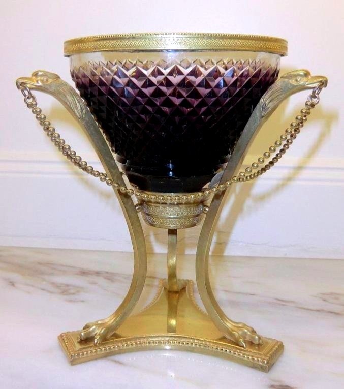 Empire Style Vase. Bronze. Glass. H-31cm