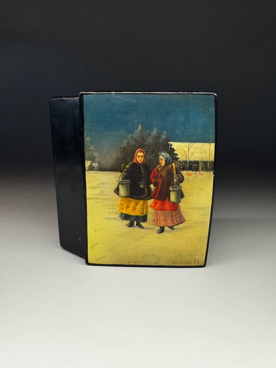 Box “ Palekh.” Russia. Signed Khristoforova, 1950-photo-4