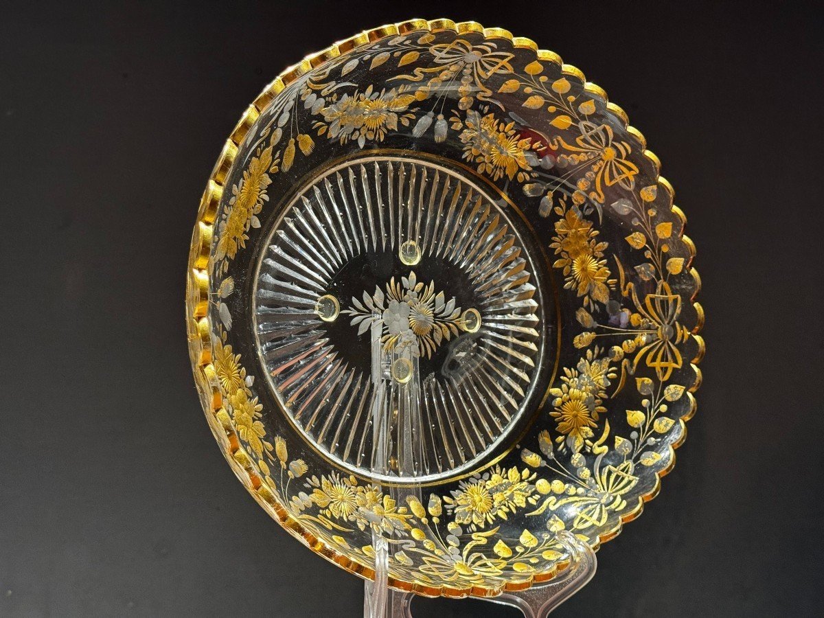 Large Beautiful Gold Glass Dish. L-33cm-photo-2