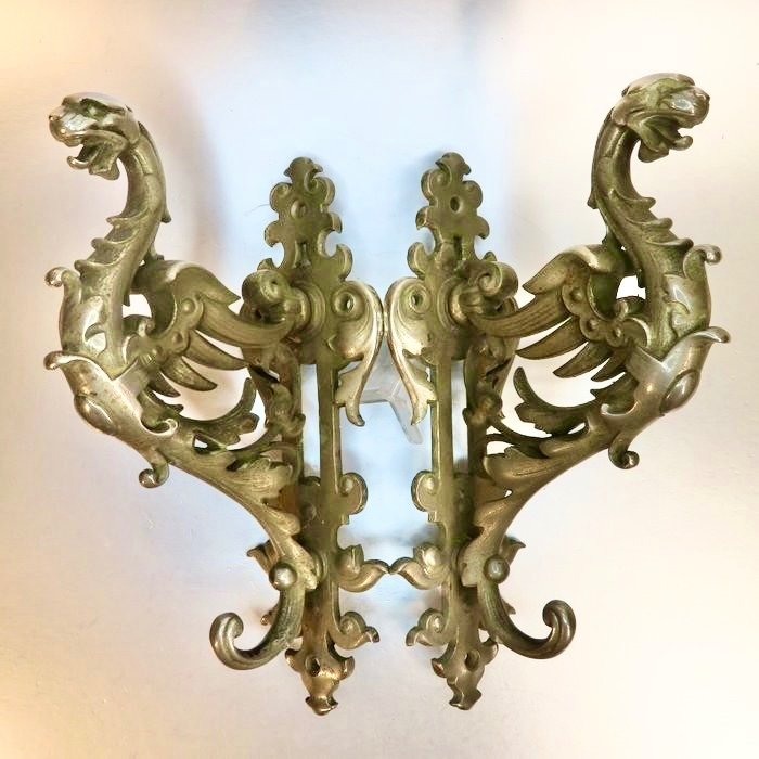 A Pair Of Bronze Griffins 1850-1900