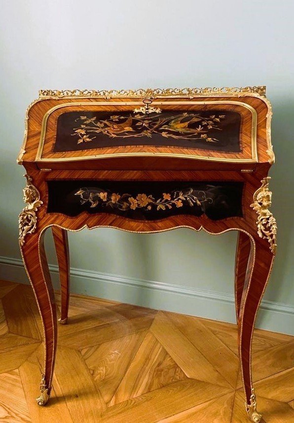 Bureau  In The Style Of Alphonse Giroux. Marquetry. 19th Century.-photo-2