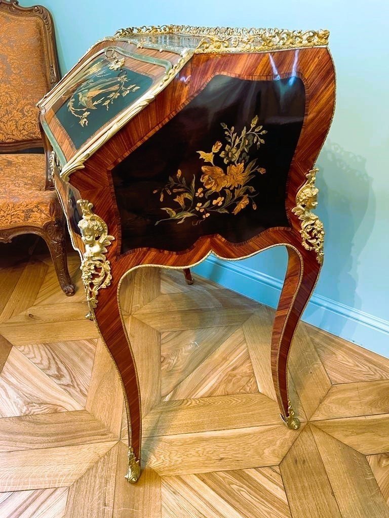 Bureau  In The Style Of Alphonse Giroux. Marquetry. 19th Century.-photo-2