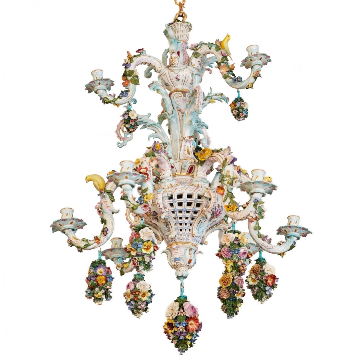 Delightful Porcelain Chandelier Meissen 1790, From The.residence Of King Alfonso XIII 