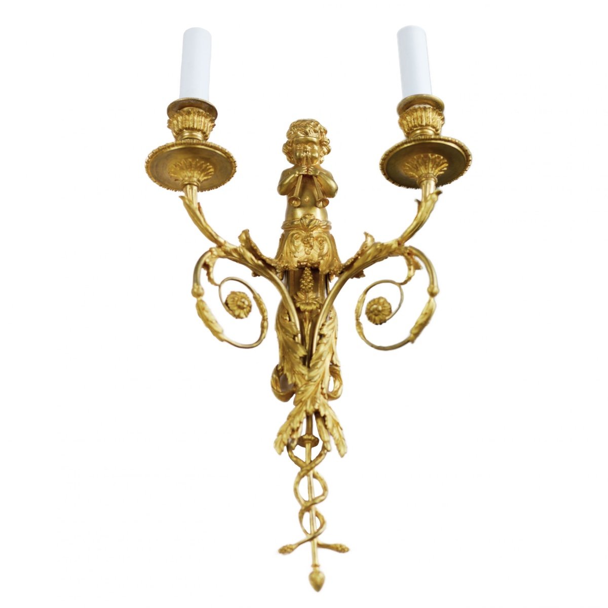 Pair Of French Gilt Bronze Sconces, Louis XVI Style, 19th Century.-photo-2