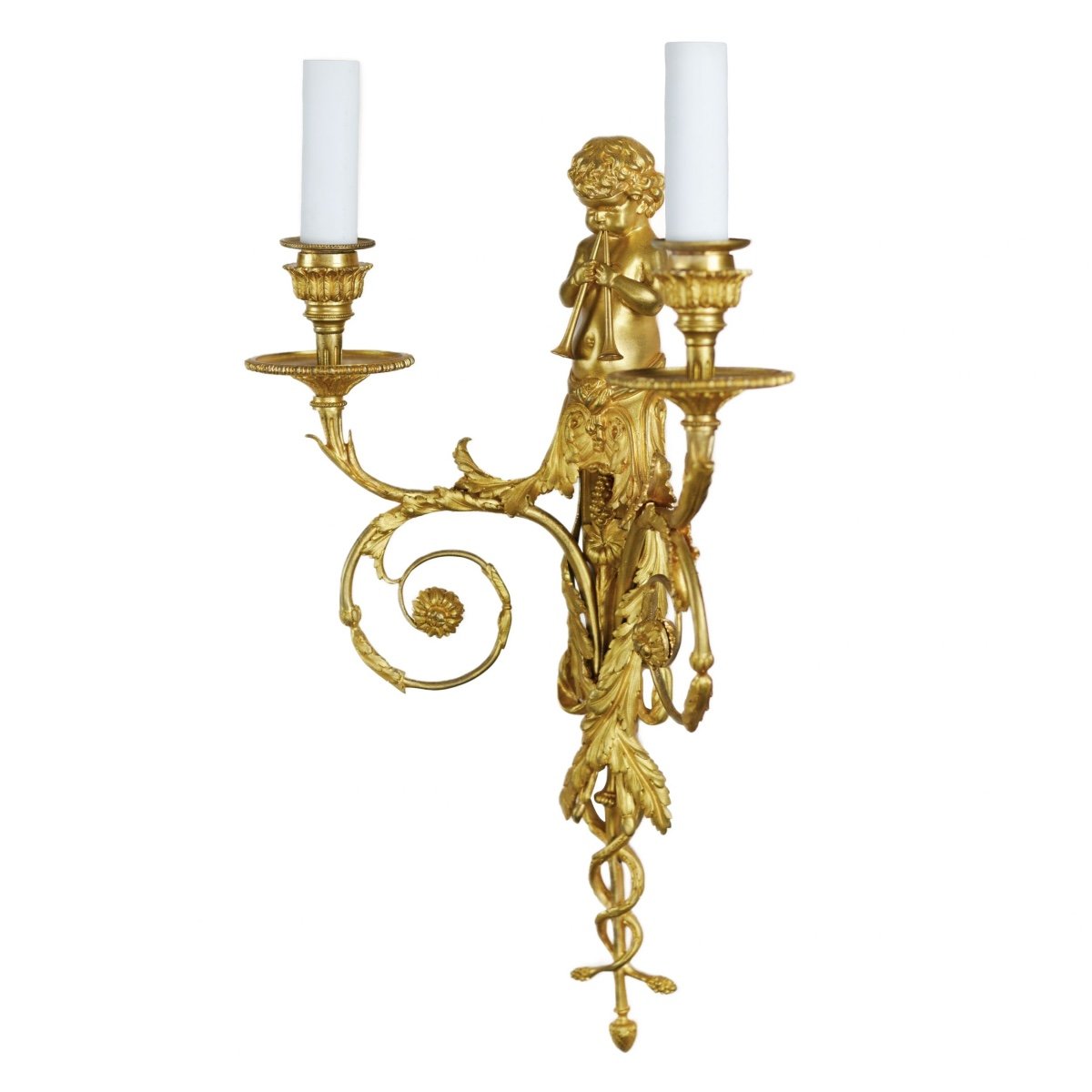 Pair Of French Gilt Bronze Sconces, Louis XVI Style, 19th Century.-photo-4