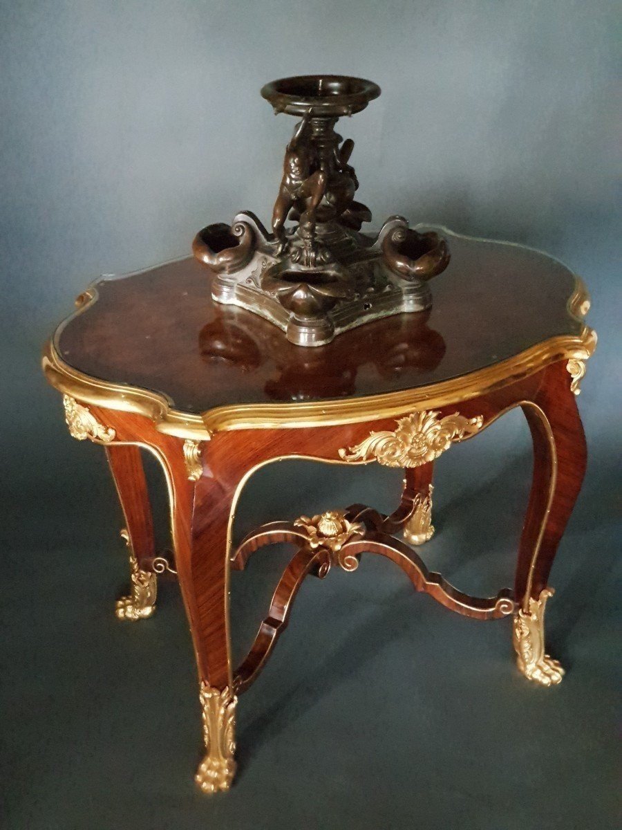 Salon Table. Marquetry. 19th Century-photo-4