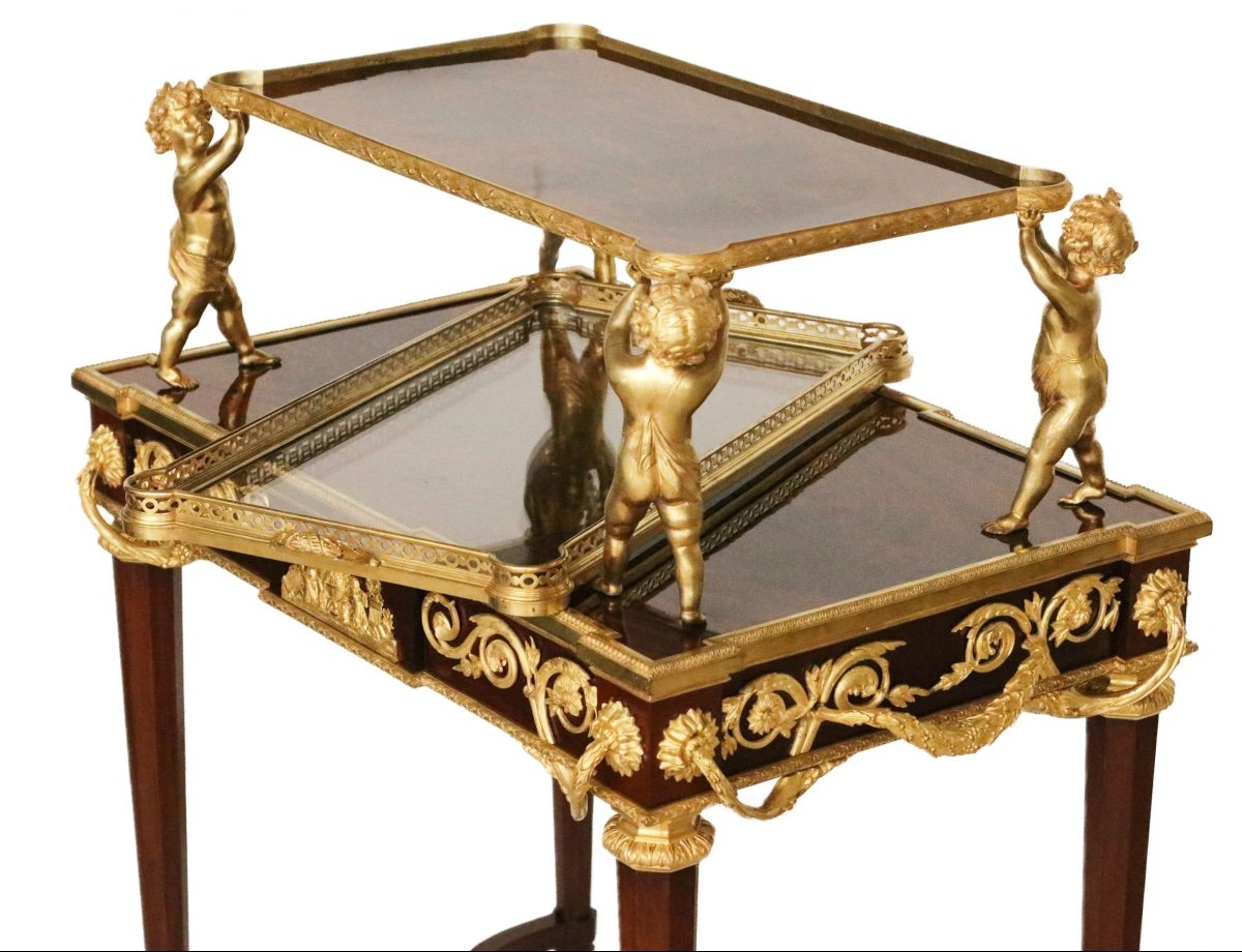 Two-tier Tea Table With Attributes In The Louis XVI Style, Modeled By Francois Lincke. France-photo-2