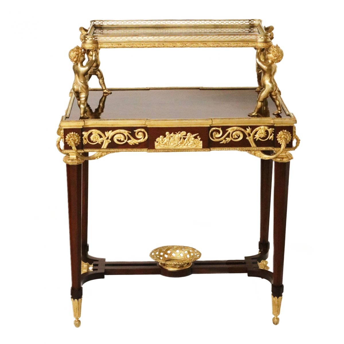 Two-tier Tea Table With Attributes In The Louis XVI Style, Modeled By Francois Lincke. France-photo-1