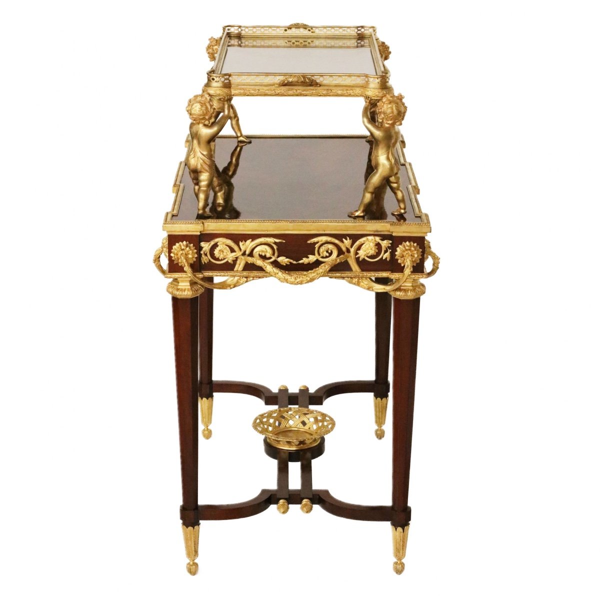 Two-tier Tea Table With Attributes In The Louis XVI Style, Modeled By Francois Lincke. France-photo-2