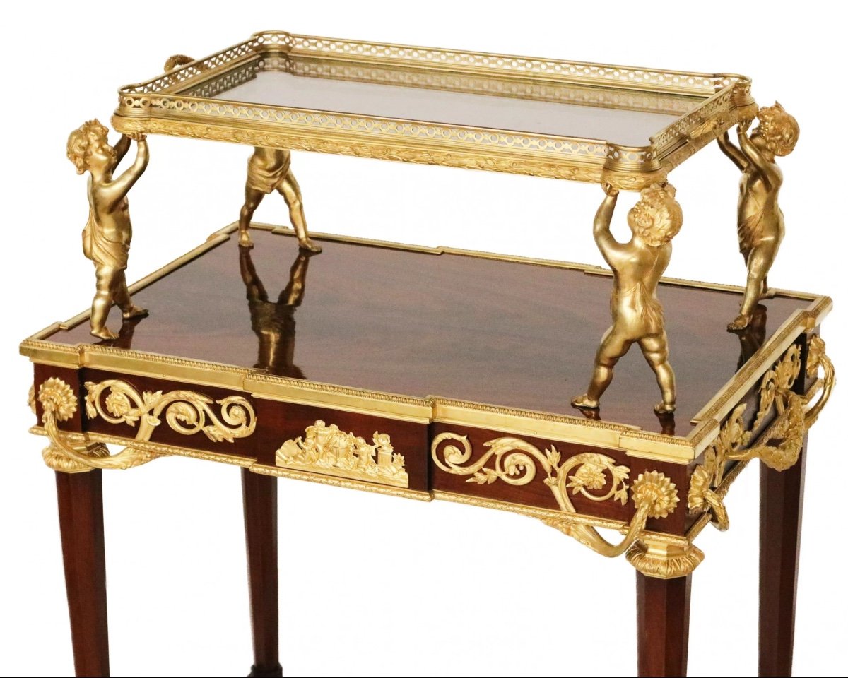 Two-tier Tea Table With Attributes In The Louis XVI Style, Modeled By Francois Lincke. France-photo-3