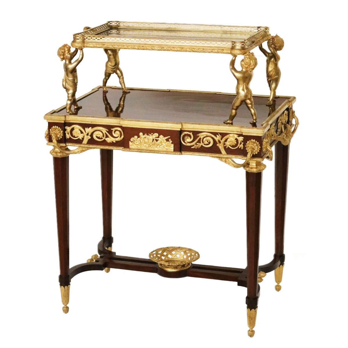 Two-tier Tea Table With Attributes In The Louis XVI Style, Modeled By Francois Lincke. France