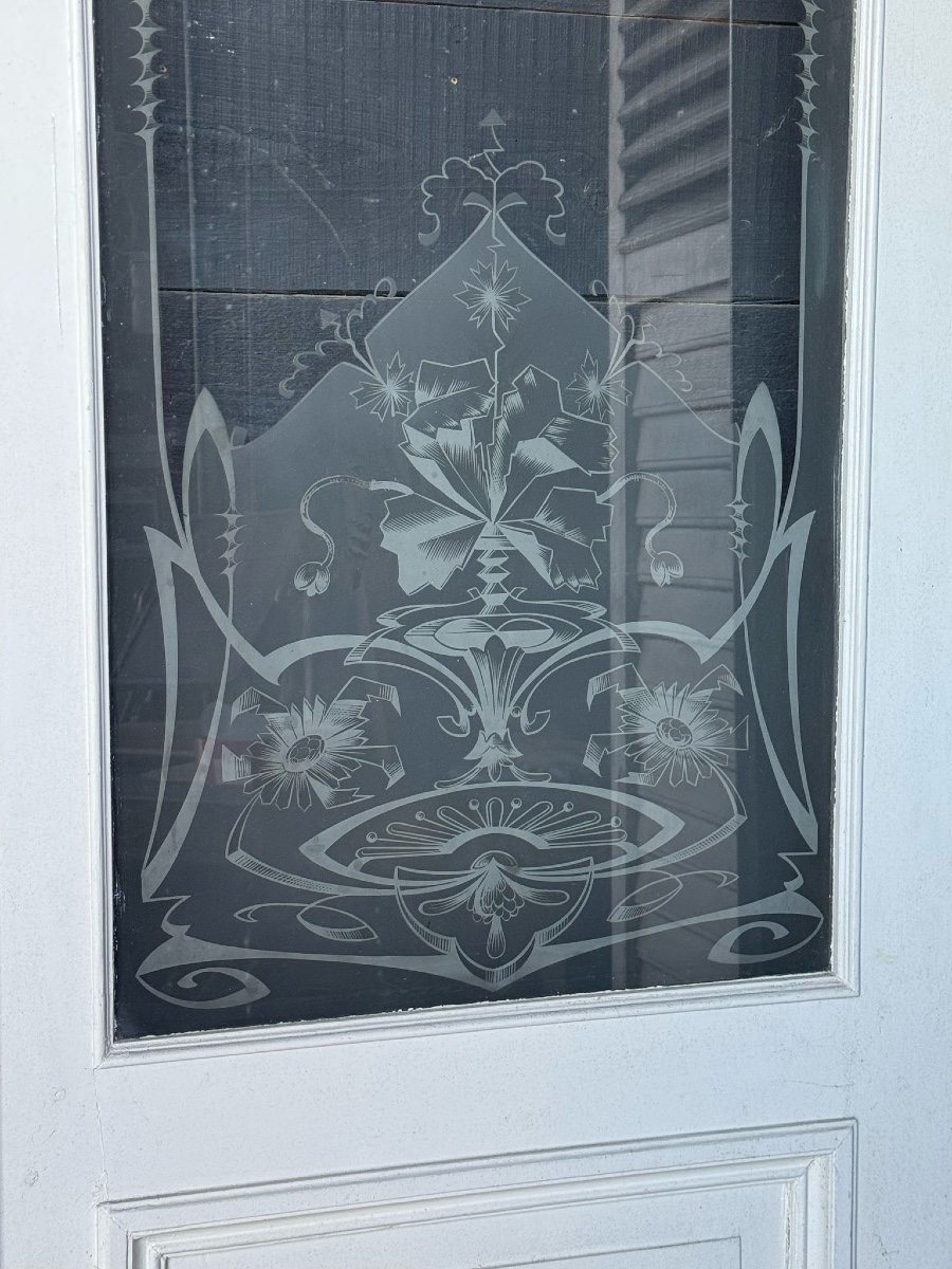 Ensemble De Portes Avec Verre Gravé Art Nouveau-photo-2