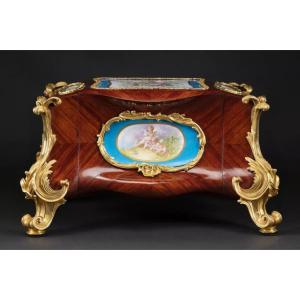 Table Box For Jewelry. Signed Barre Sevres. L 58cm
