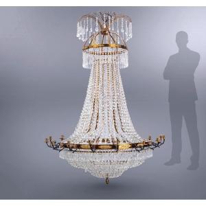 Very Large Empire Style Crystal Chandelier. 180 X 125cm