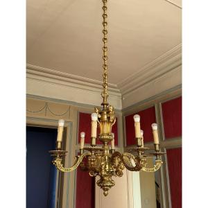 Magnifique Lustre Mazarin. Bronze. L-90cm