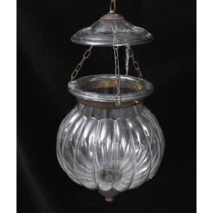 Glass Lantern. Pumpkin Shape.