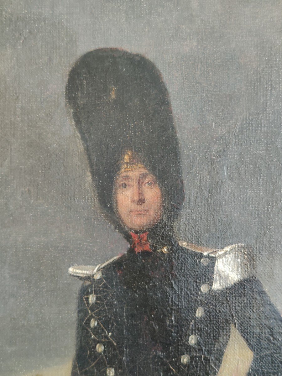 Lachaume De Gavaux Louis, Dit Cheret (1820-1882)portrait Of A Grenadier In Front Of The Military School-photo-3