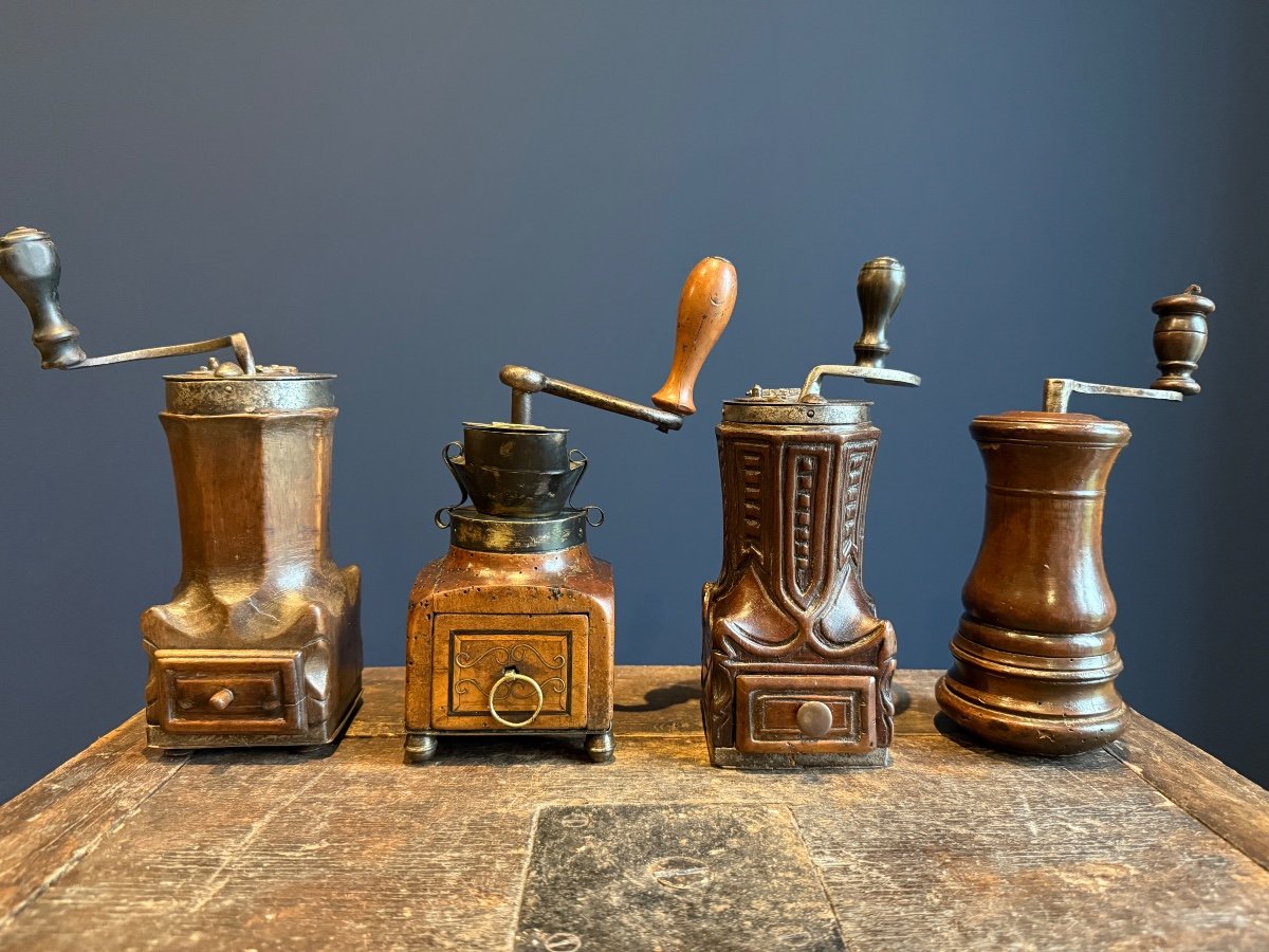 Lot Of Four 18th Century Coffee Grinders 