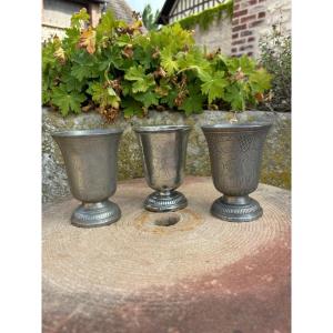 3 Pewter Coconut Tumblers From Paris