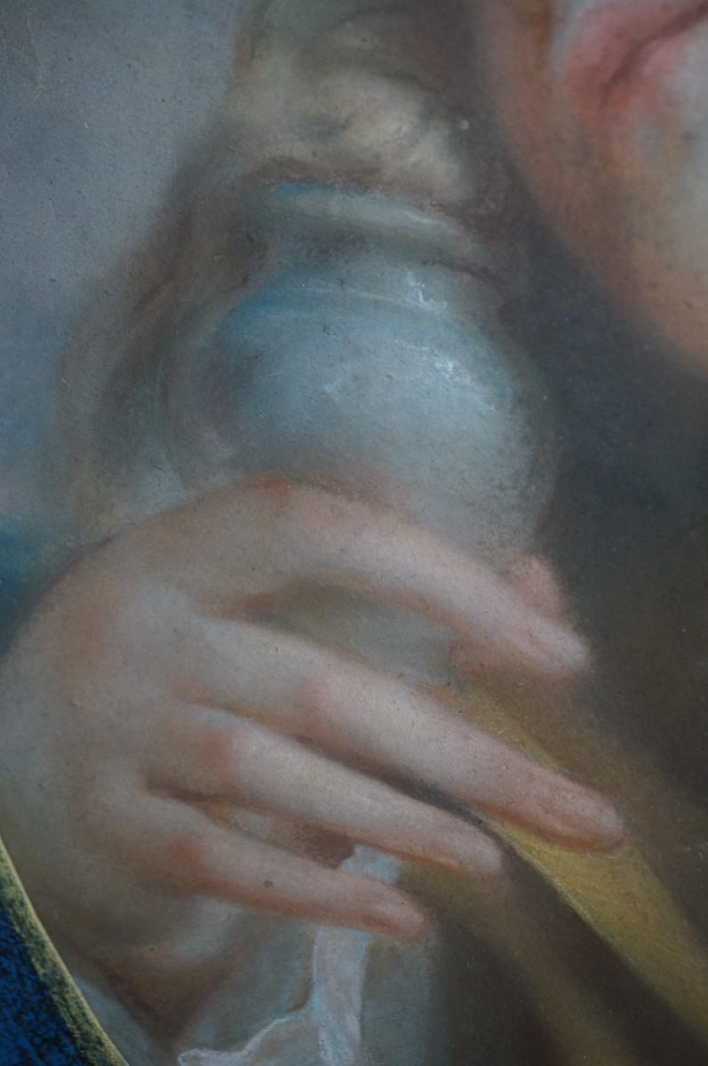 Mary Magdalene, Pastel On Paper, Refers To Il Giorno By Correggio, Antique Frame-photo-4