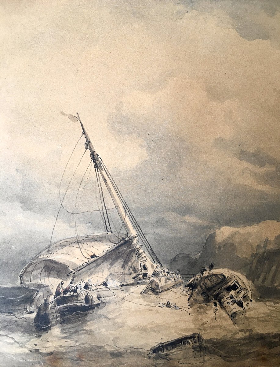 Hendrick Frans Schaefels (1827-1904). "shipwreck".-photo-2