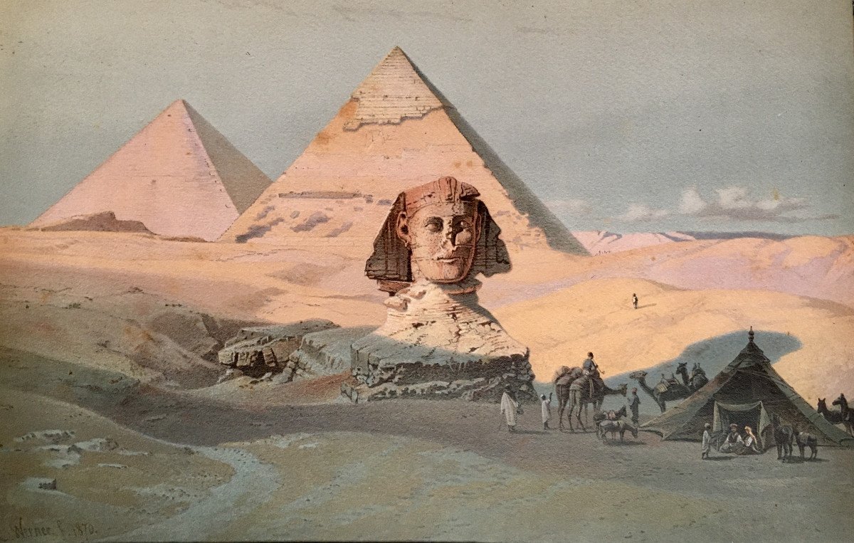 Carl Werner (1808-1894). "Sphinx de Gizeh". 1870. Lithographie.-photo-2