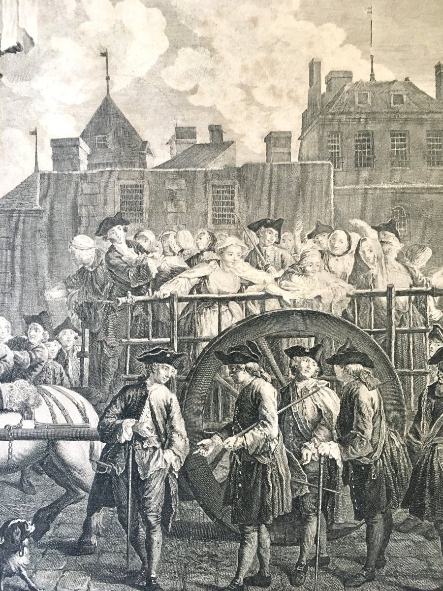 Jean-charles Le Vasseur (1734-1816). “transporting The Girls Of Joy To The Hospital”. 18th Century Engraving-photo-4