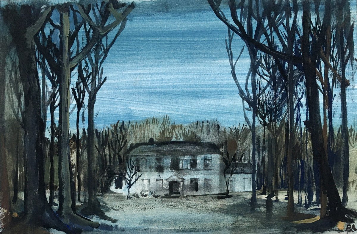 Rosmond Meys (1915- ?) “the Mystery House”. Gouache. 1940s.