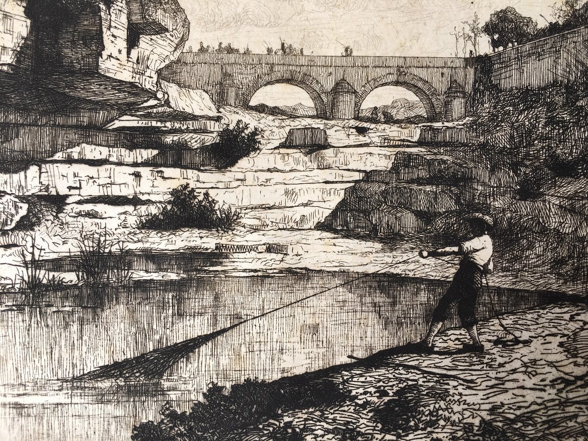 Adolphe Appian (lyon, 1818-1898). “hauteville Bridge”. 1870. Etching.-photo-4