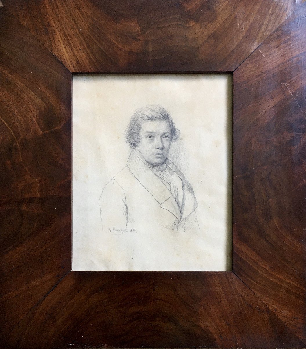 Fernand Beaufort, XIXe. " Portrait d'un jeune homme". 1824.-photo-1
