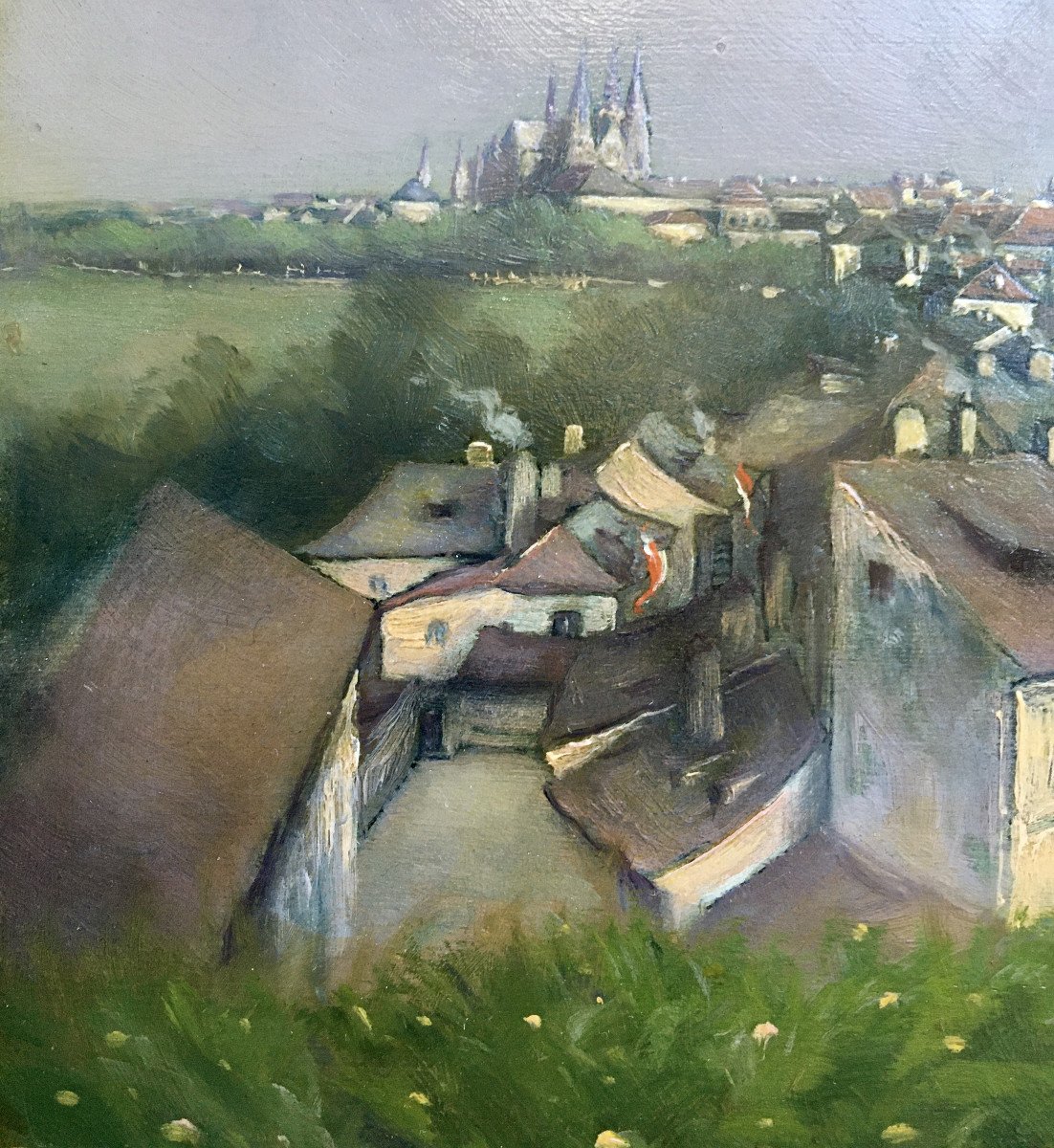 Bohumil Gottlieb Hradecny (1876-1960). "the Surroundings Of Prague Castle". Oil On Copper.-photo-3