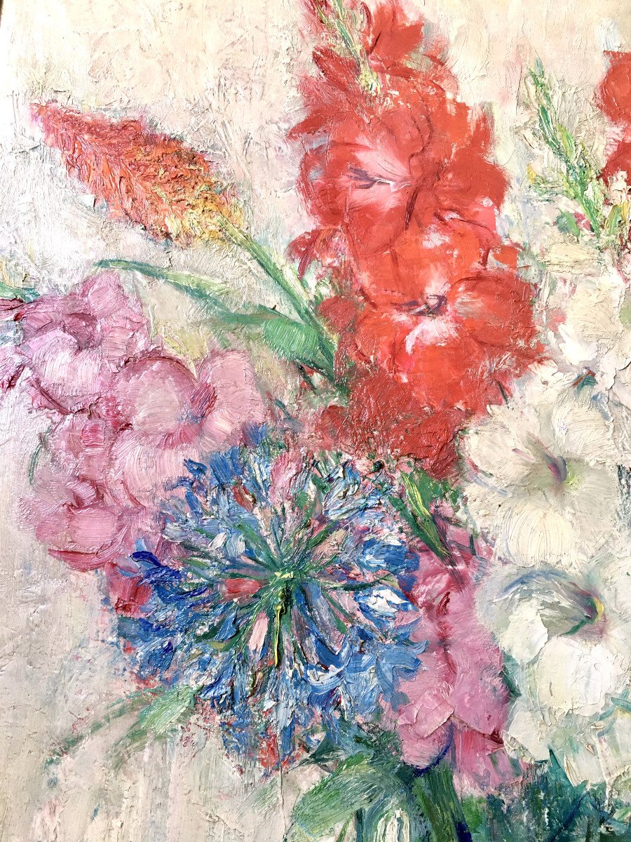 Marguerite Stekke (1886-1962). “gladiolus And Agapanthus”.-photo-2