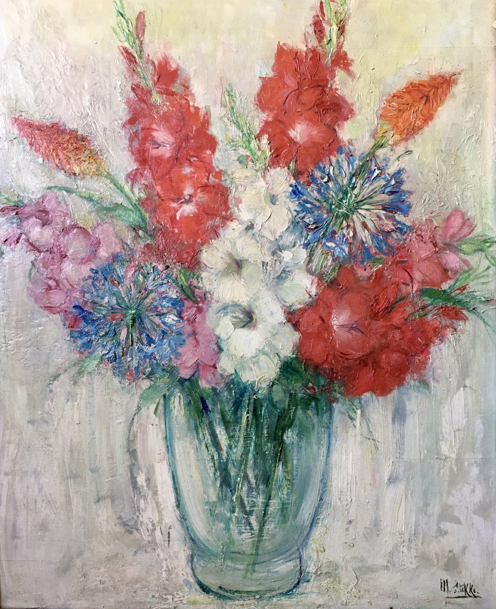 Marguerite Stekke (1886-1962). “gladiolus And Agapanthus”.