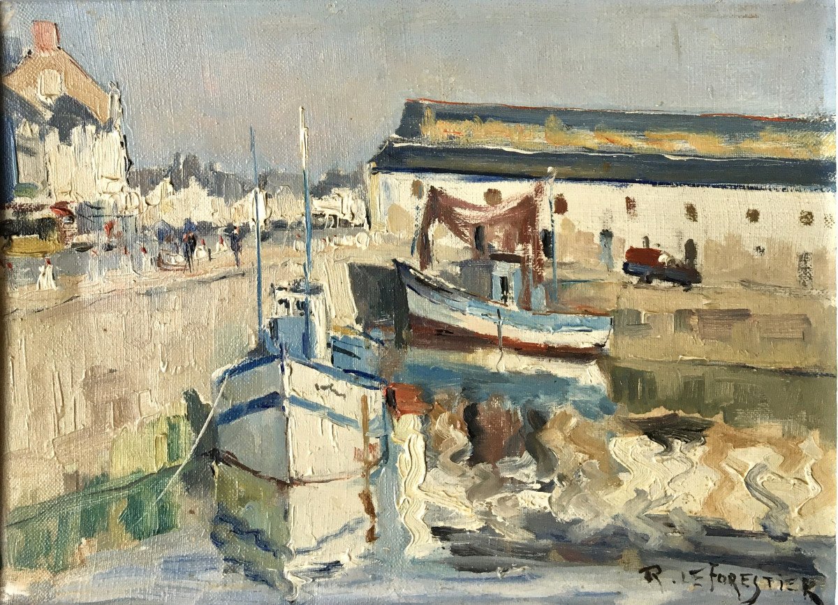 René Le Forestier (pontivy, 1903 - Concarneau, 1972). "port Of Croisic".-photo-2