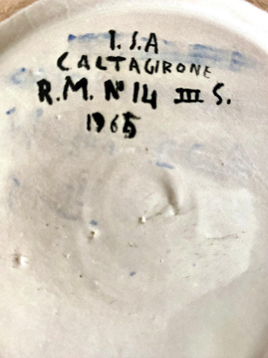 Céramique Italienne. Vase. Caltagirone. 1965.-photo-3