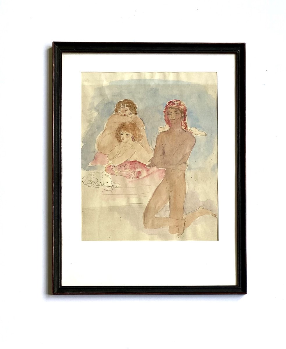 Pair Of Watercolors. "nudes". Circa 1940. Signed.-photo-4