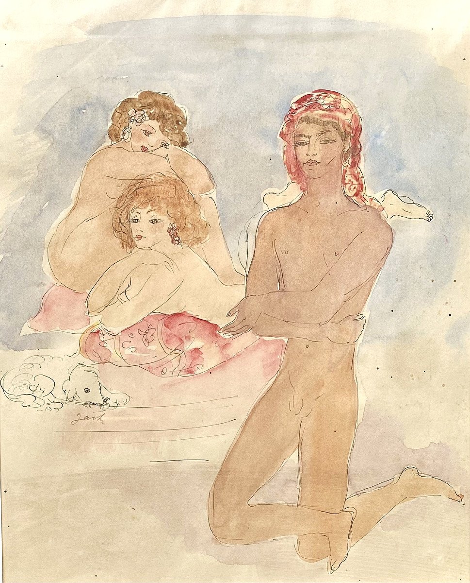 Pair Of Watercolors. "nudes". Circa 1940. Signed.-photo-4