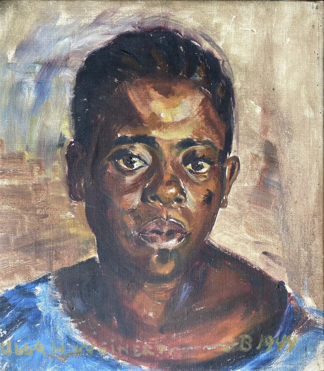 Ulla Haako Weinert ( Danemark, 1897-1967). "Portrait". 1949. Africanisme.