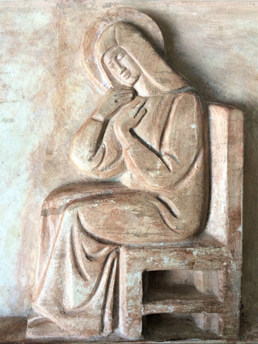 Fernand Debonnaires (1907-1997). "the Annunciation". Original Plaster. 1930s. -photo-5