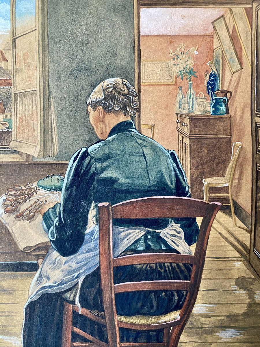 G. Strobbe (19th Century). "lacemaker Of Flanders".-photo-4