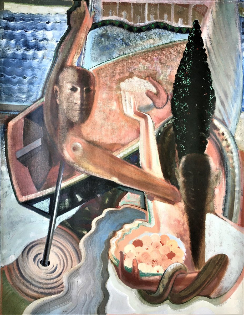 Eric Kengen (brussels, 1952) "composition". Large Format. Oil On Canvas.