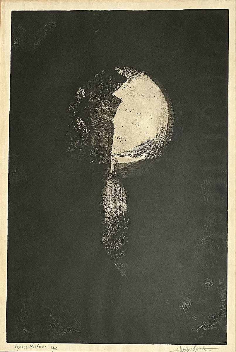 Gustave Marchoul (liège, 1924 - Bray, 2015). Lithograph. "espace Nocturne". 1960s-70s.-photo-1